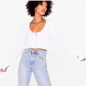 Ribbed White Cardigan Size 6 #515